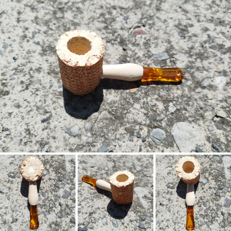 pipa de mazorca de maíz terminado rústico collage para tabaco o picadura